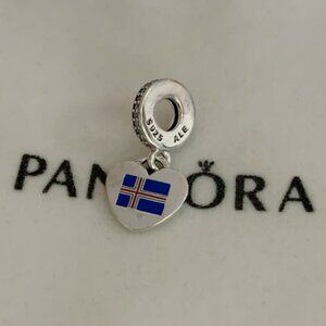 Pandora Iceland Flag Charm Pendant sterling silver